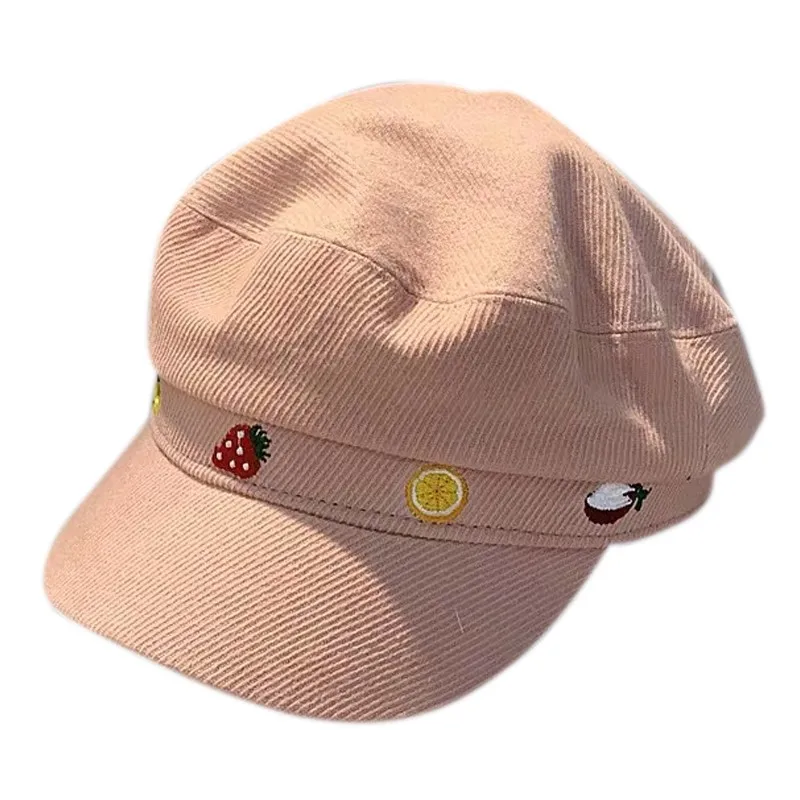 Children Classic Style Baby Fashion Cap Toddler Girl Fruit Embroidery Pattern Berets Hat 1-3T kids caps boys - Цвет: P