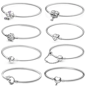 

2020 NEW 100% 925 Sterling Silver Moments Infinity Heart Clasp Limited Bangle Bracelet Fit Women Original Fashion Jewelry Gift