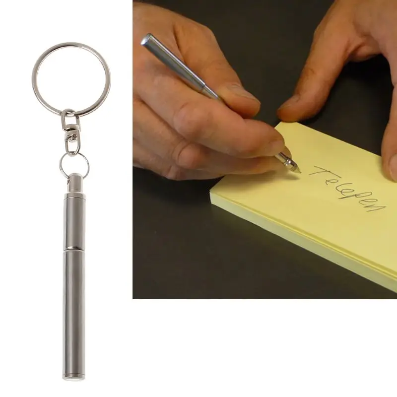 

Portable Stainless Steel Telescopic Ballpoint Pen Metal Key Ring Keychain Tools Y4QB