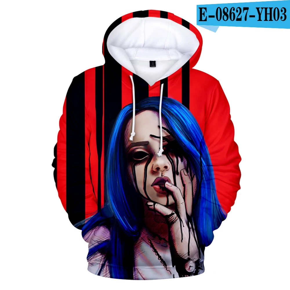 3D Толстовки с капюшоном Billie Eilish для женщин и мужчин, модные детские осенние толстовки с капюшоном, пуловеры с 3D принтом Billie Eilish для девочек - Цвет: 3D