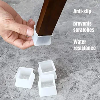 

4/8/16 Pcs Furniture Protector Silicone Protection Cover Square for Chair Leg Floor Protector YU-Home