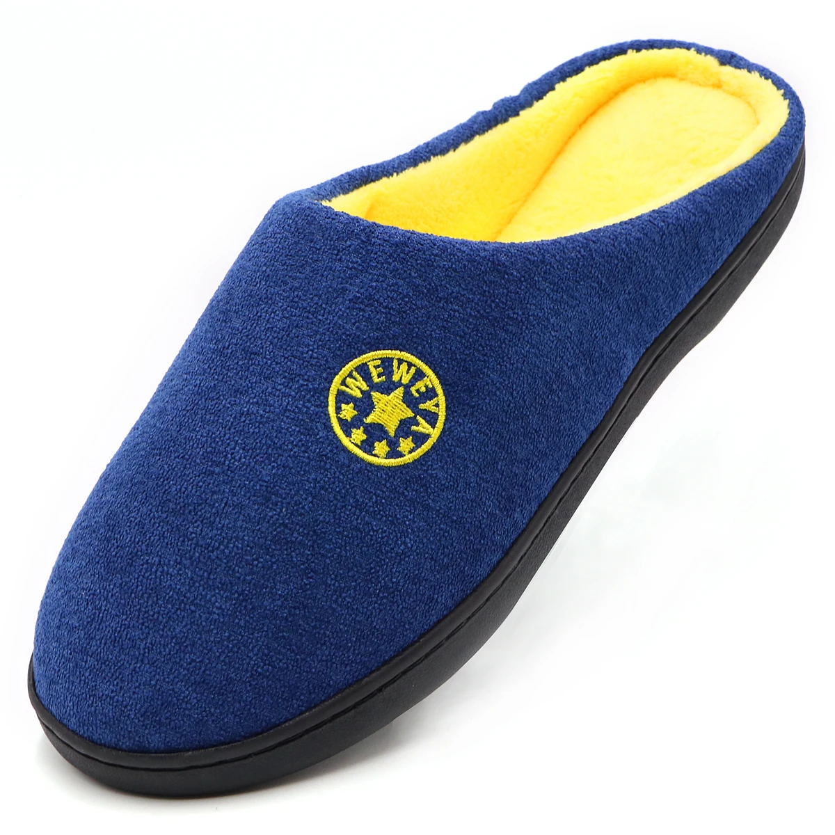 blue yellow Тапочки; Мужская обувь; теплые домашние тапочки из хлопка; мягкие мужские Нескользящие тапочки; пара шлепанцев для спальни; Pantoufles De Coton - Цвет: blue yellow