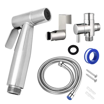 

1 Set Stainless Steel Toilet Bidet Tap Set Handheld Shower Bathroom Sprayer Hygienic Shower Spray Gun for Bathroom Bidet Faucet