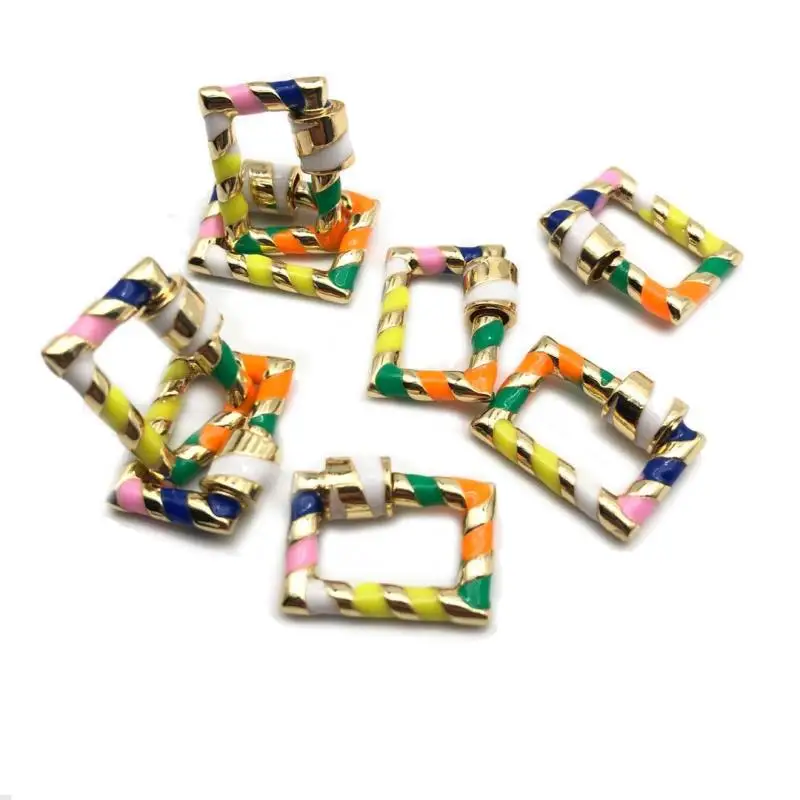 

Peixin new popular DIY handmade accessories colorful drip oil rectangular spiral buckle pendant making high jewelry screw