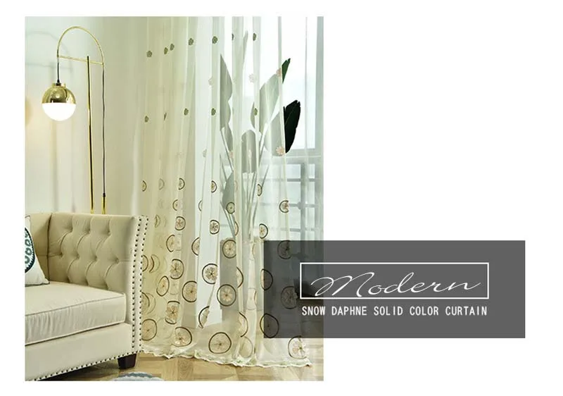 Round Flower Embroidered Yarn Curtians for Living Room Balcony Lucky Grass Petal Pattern Tulle Window Drapes Sheer Tulle WP436#2