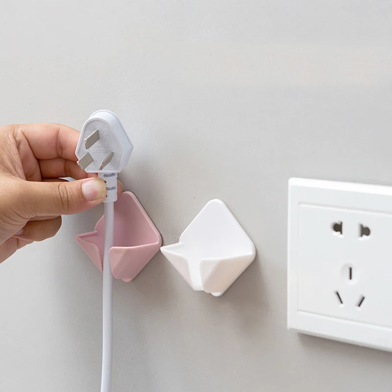 2Pcs Nail Free Storage Hooks Power Cord Storage Rack Wall Storage Hook