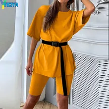

Two Piece Set Tracksuit Women Summer O-neck T Shirt Shorts 2 Piece Set For Women Two Pieces Sets Tops Shorts Summer Women' Suit