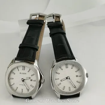 

40mm Bliger/Sterile Watch Clock Man White Dial Date Sapphire Glass Automatic Mens Square Watch