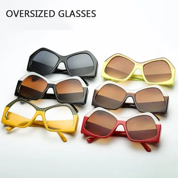 

Double Colors Oversize Women Sunglasses Fashion Vintage Gothic Luxury Brand Design High Quality for Female Shades Color Glasses