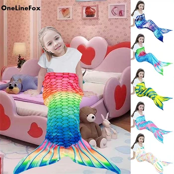 

Mermaid Blanket Coral Fleece Thick Homewear Kids Air Conditioning Sofa Soft Mat Cobertor Quilt Rug Wrap Pink Striped Blankets