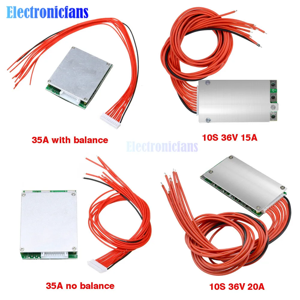 10S 36V 15A 20A 35A защитные платы питания литий ионных полимерных батарей BMS PCB с