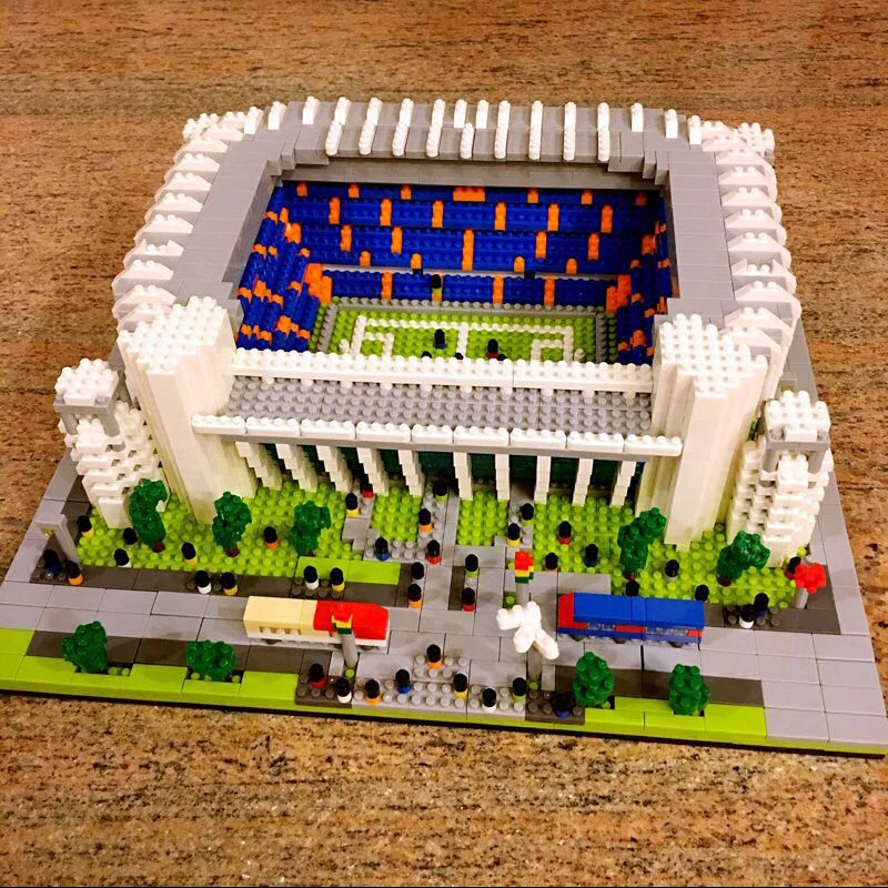 duplo футбол старый Trafford Camp Nou Bernabeu San Sir Stadium Реал Мадрид Барселона клуб алмаз строительство подарочные игрушечные блоки