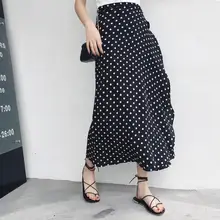 Богемные летние юбки с высокой талией и цветочным принтом, Женская Асимметричная шифоновая юбка в стиле бохо, длинные юбки макси для женщин