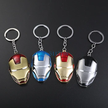 

200pcs/lot Fashion Jewelry Movie Key Ring Party Gift The Avengers IronMan Mask Keychains Alloy Superhero Car Accessories For Men