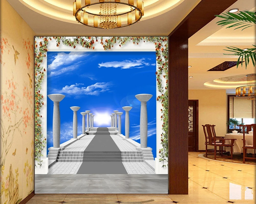 Пользовательские 3D фото обои домашний декор красивые цветы голубое небо белые