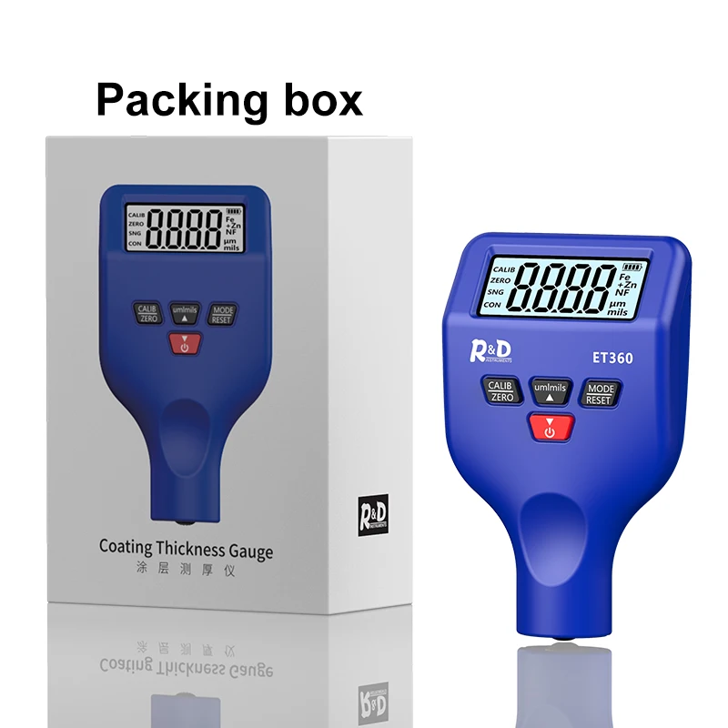 R&D ET360 Thickness Gauges for Cars 0.1 Um Fe/NFe Fe + Zn High Precision Auto Paintwork Probe Test Meter paint coating meter paint thickness gauge thickness gauge wet film thickness gauge