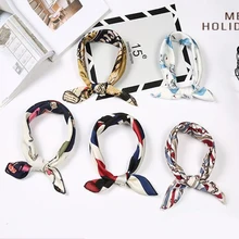 Корейский стиль шарфы для женщин волосы шеи шарфы офисные квадратные шелковые шарфы с принтом для женщин шикарный платок