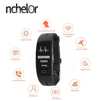

New P3 Sports Fitness Smart Bracelet Support ECG+PPG Blood Pressure Heart Rate IP67 Waterproof Monitor Pedometer Men Smart Watch