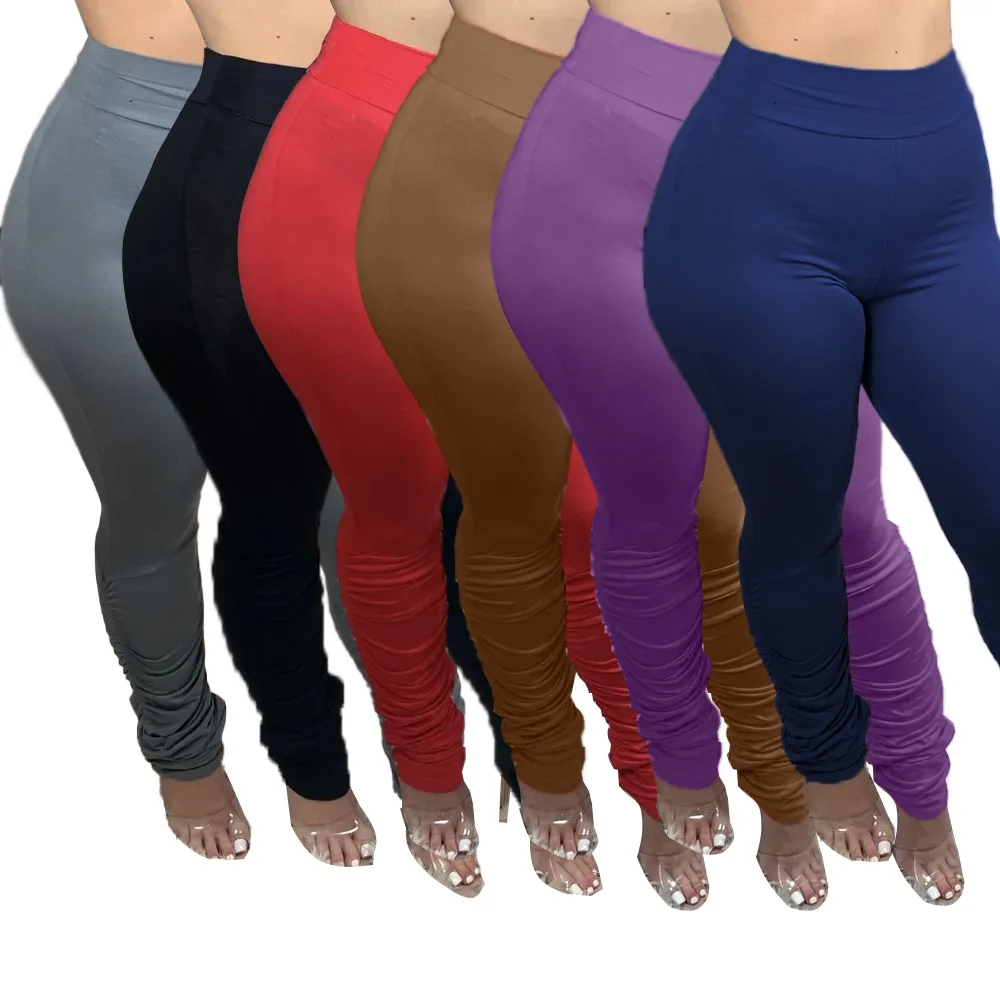 

2020 Autumn New Sexy High Waist Women Pants Sexy Solid Bodycon Elastic Tight Pleated Pants