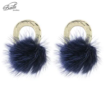 

Badu Faux Fur Ball Earrings Spring Vibrant Studs Girl Design Cute Pompoms Hug Summer Beach Earrings Gifts For Girlfriend