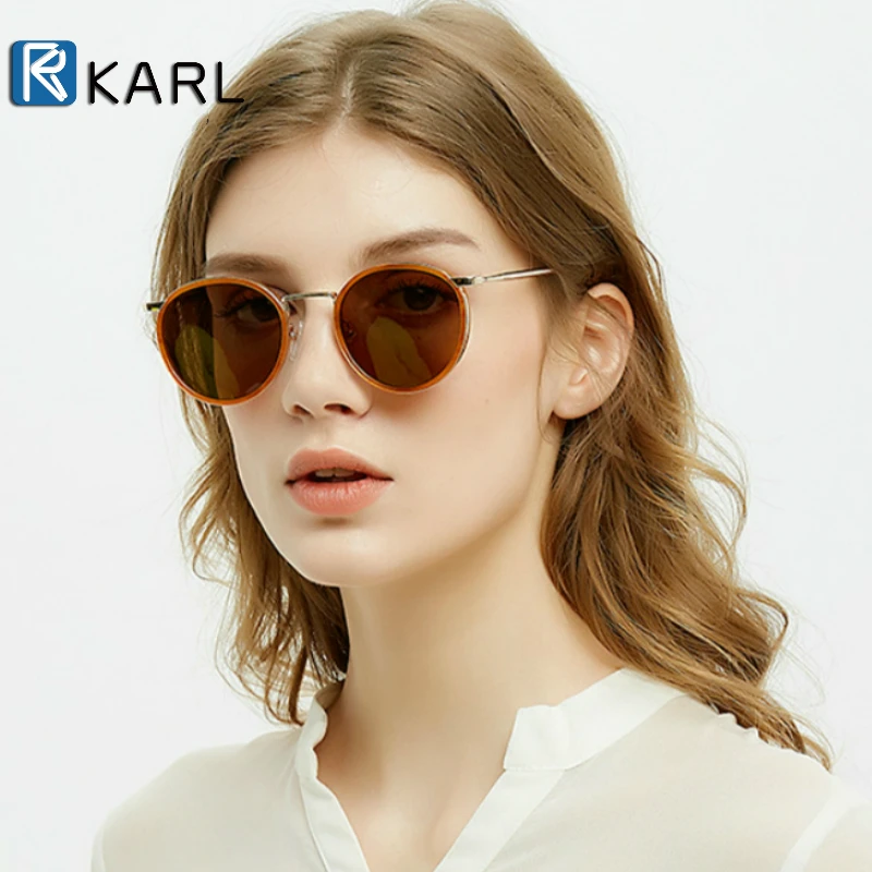 

Women Round Sunglasses Retro Oversized Sunglasses Mirror Brand Designer Metal Frame Lady Sun Glasses Female Color Vintage Oculos