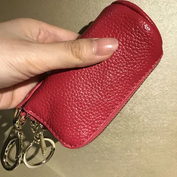 

Unisex Genuine Leather Key Bag Holder Women Housekeeper for Keys High Quality Cowhhide Key Case for Men Coin Bag Mini Wallet