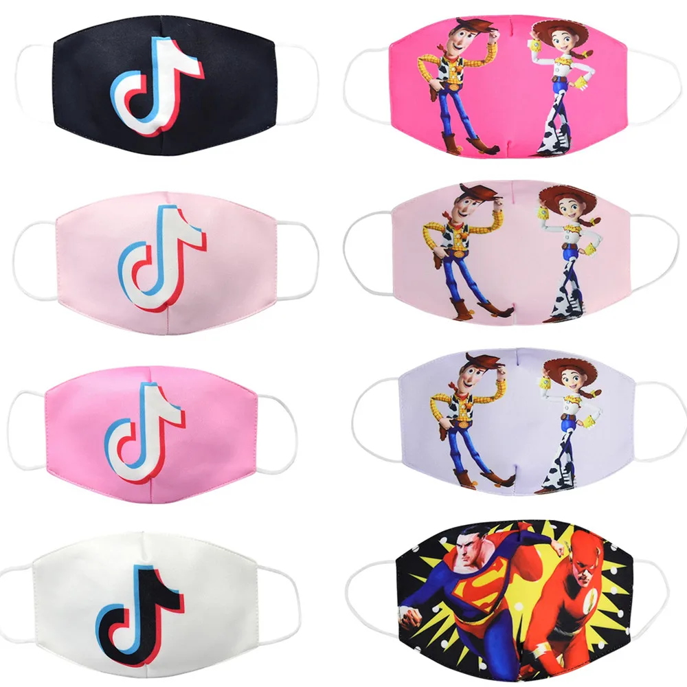 Cartoon Printed Children Printed Mask With Ice Silk Cotton Mask For Kids
