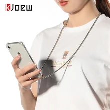 Ремешок Шнур металлическая цепь лента ожерелье чехол для телефона для iPhone 11 7 8 6s 6 Plus 11Pro X XR XS Max мягкий прозрачный чехол для переноски
