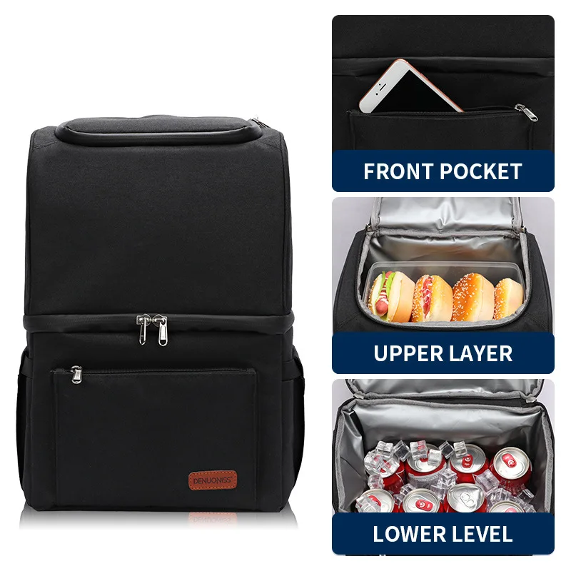 

Double Layer Ice Bag Cooler Backpack Portable Thermal Bag Men Women Refrigerator Picnic Large Capacity Food and Beet Storge Bag