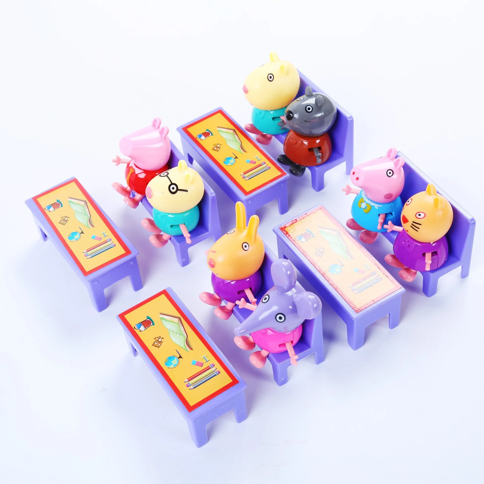 

Peppa Pig Class Sheep Teacher George Friends Action Figure Toys Set Anime Birthday Cake Decoration Toys for Children Gift