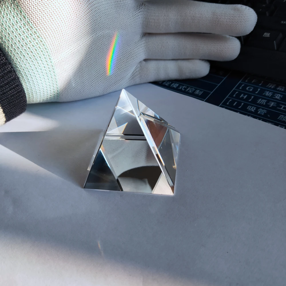 Rainbow Prism Optical Glass Crystal Pyramid 40mm Height Rectangular Pyramid Polyhedral Popularization Science Studying Student