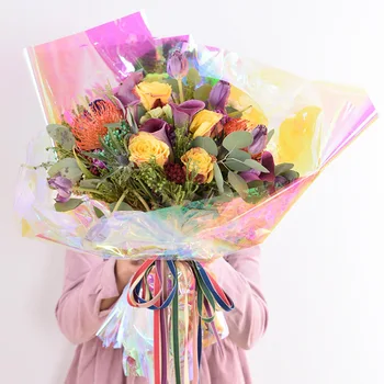 

Iridescent film, flower bouquet, gift wrapping paper material, neon color film, rainbow film, laser Apple wrapping paper