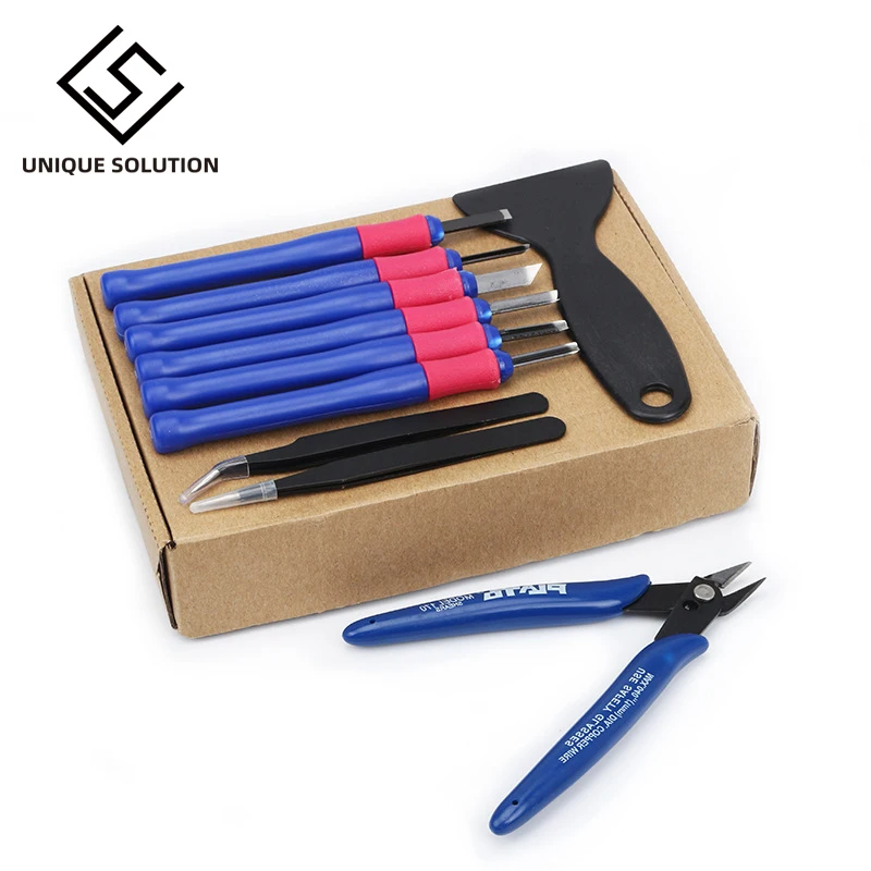 

1 set 10 pieces 3D Printer Parts Repair Knife Tweezers Spade Clipper Tool Kit Set for 3D Printed Model Deburring Clean-up