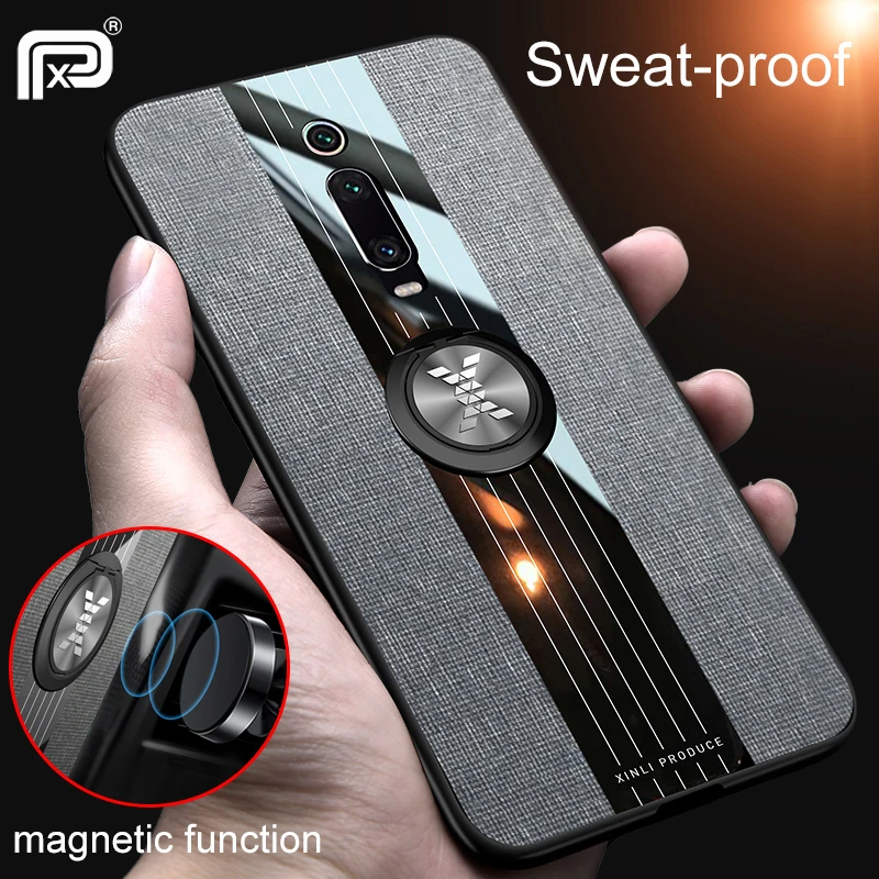 

For Xiaomi Redmi K20 Mi 9T Pro Note 7 6 5 Redmi 7 7A 6A 5 4X 6 Pro Case Soft Silicone Finger Ring Holder Fabric Cloth Back Cover