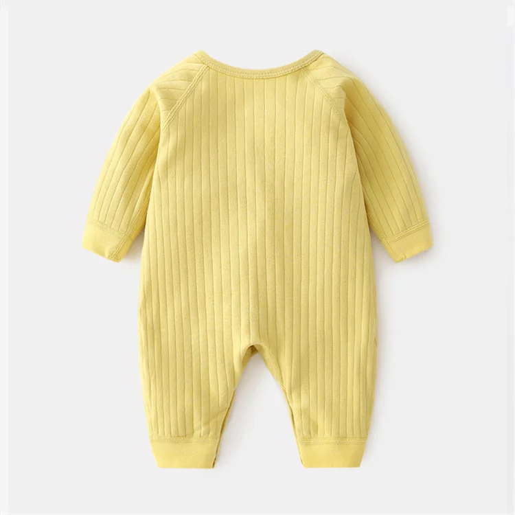 Romper Algodão Sólido Macio Infantil Macacão Casual