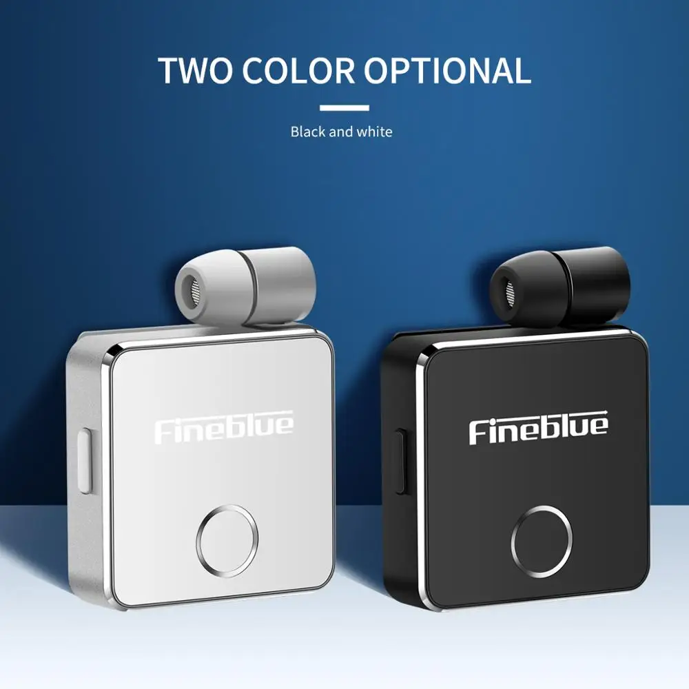 2PCS Fineblue F1  Wireless Business Bluetooth 5.0 Headset Sport Driver Earphone Telescopic Clip on Stereo Earbud Vibrate