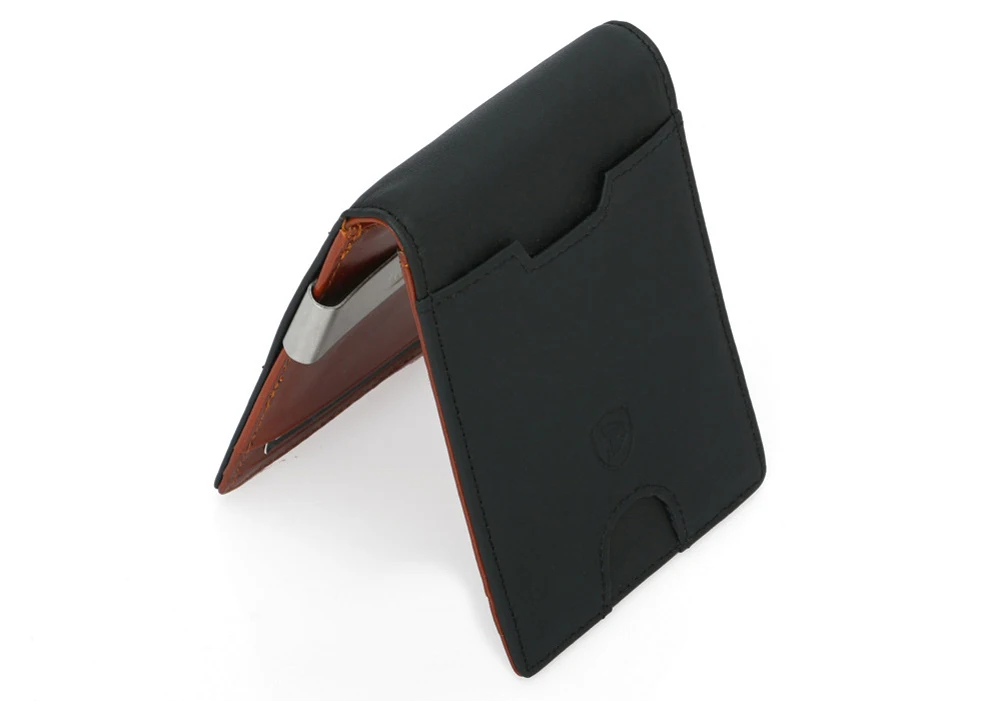 Men's Leather Slim Magnetic Clip Front Pocket Wallet ID Credit Card Holder