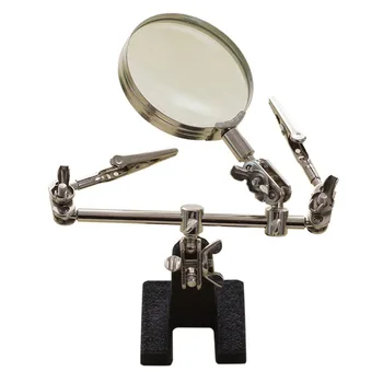 

6x Portable Clip-on Metal Holder Three-hand Magnifier Magnifying Glass Lens For Jeweler Coins Stamps Dropshipping