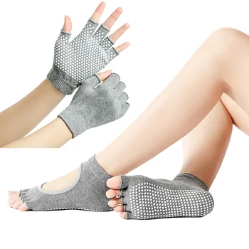 

Hot Sports Fitness Yoga Socks and Gloves Set Five-toe Anti-skid Breathable Glove Socks Set MVI-ing