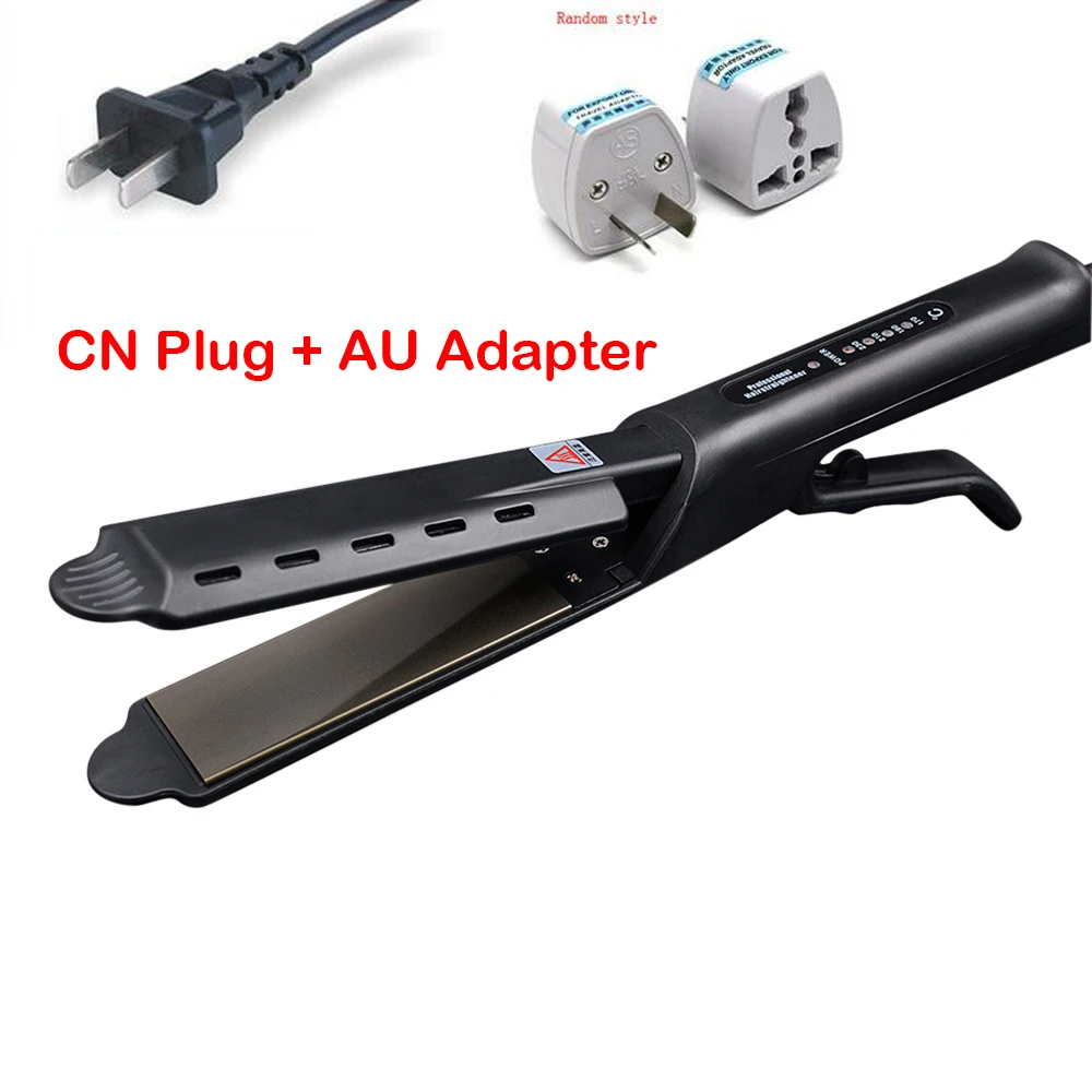 CN Plug AU Adapter Профессиональный паровой волос паровой Выпрямитель волос плоский Утюг керамическая нагревательная пластина утюжок для выпрямления волос бигуди инструмент для укладки волос - Цвет: CN Plug AU Adapter