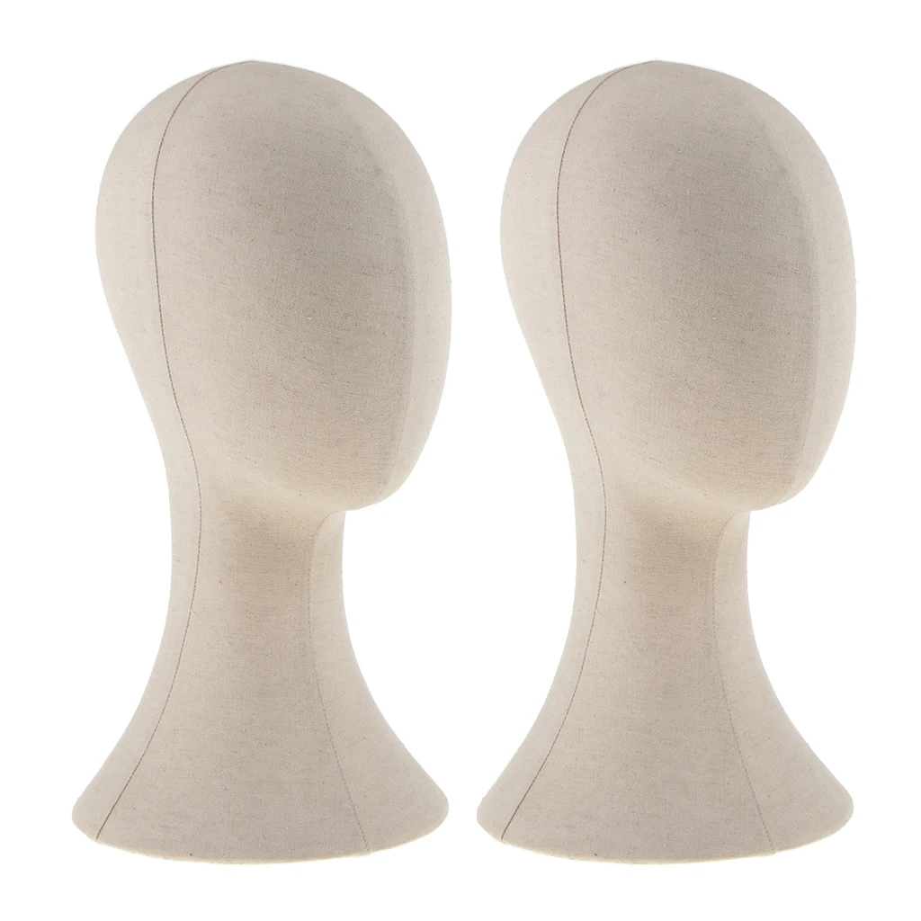 2PCS 22inches Cork Canvas Block Head Mannequin Head Wig Display Styling Head with Mount Hole