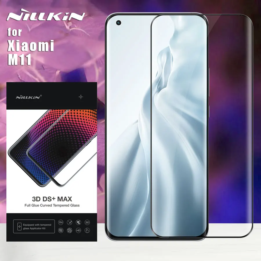 Nillkin for Xiaomi Mi 11 Glass Tempered Glass 3D DS+ Max Full Cover Screen Protector Round Edge for Xiaomi Mi 11 10 Glass Film