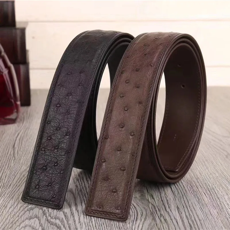 Luxury Men Real Ostrich Leather Belt Fashion Smooth Waistband Business Man  Belt For Suit Pants High Quality Genuine Leather Belt - Belts - AliExpress