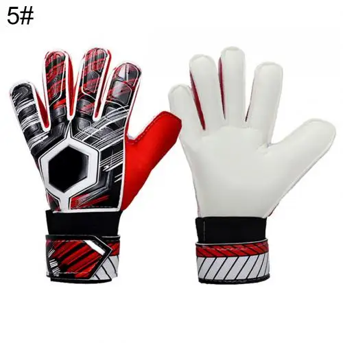 Профессиональные взрослые детские футбольные Вратарские футбольные латексные перчатки противоскользящие вратарские перчатки с полным пальцем Защитные перчатки для рук - Цвет: Red Size 5