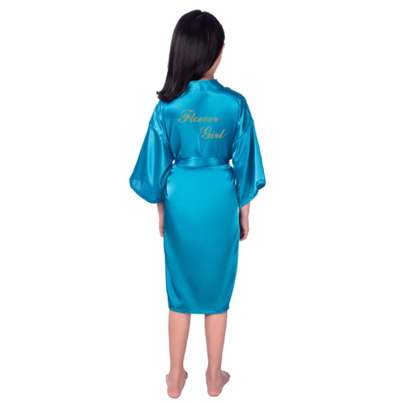 Flower girl Gold Glitter Robes Kids Girls Silky Satin Robes for Wedding Bridal Party Children Bathrobes L239