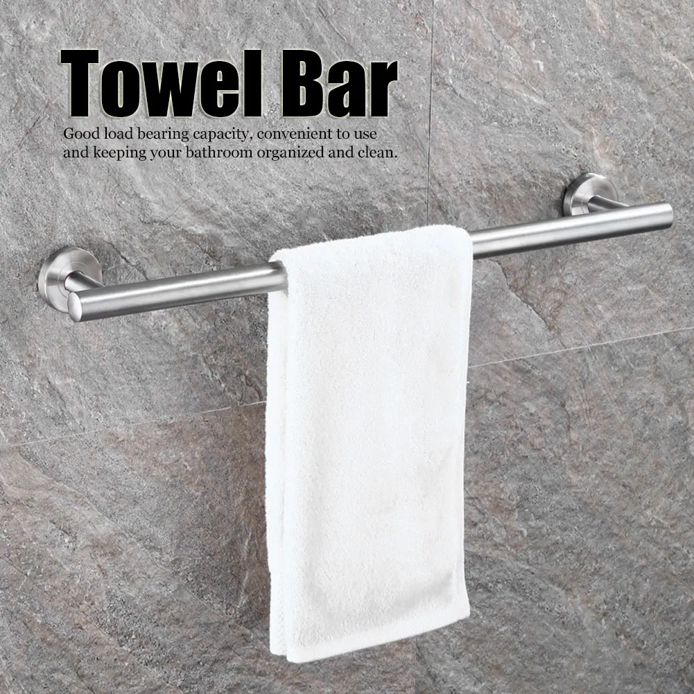 

Stainless Steel Towel Holder Hanging Rack Bathroom Towel Bar Rail Wall Mount Towel Hanger Simple Bathroom Organizer Shelf