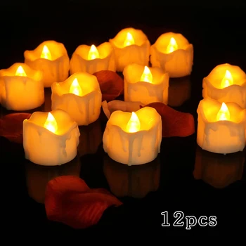 

12Pcs Flameless Votive Decor Candles LED Light Battery Operated Flickering Lamp Candle Lights
