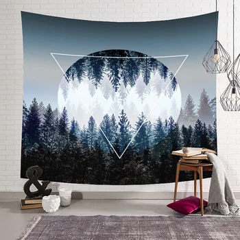 

Shiny Night Durable Wall Hanging Beautiful Forest Starry Sky Natural Scenery Pattern Tapestry Bedroom Home Decor Art