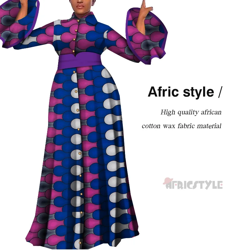 2019Vestidos africanos para mujeres estampado drapeado vestidos largos rectos Bain Riche africano Ankara vestidos chal WY5483
