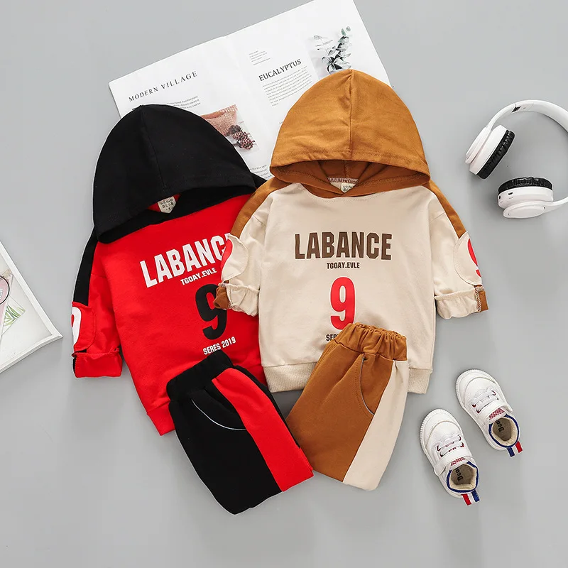 NO.9 Tracksuit for A Boy Clothes Baby Hooded Set 1 2 3 4 Years Spring&autumn Casual Set Children Clothing Letter Printed